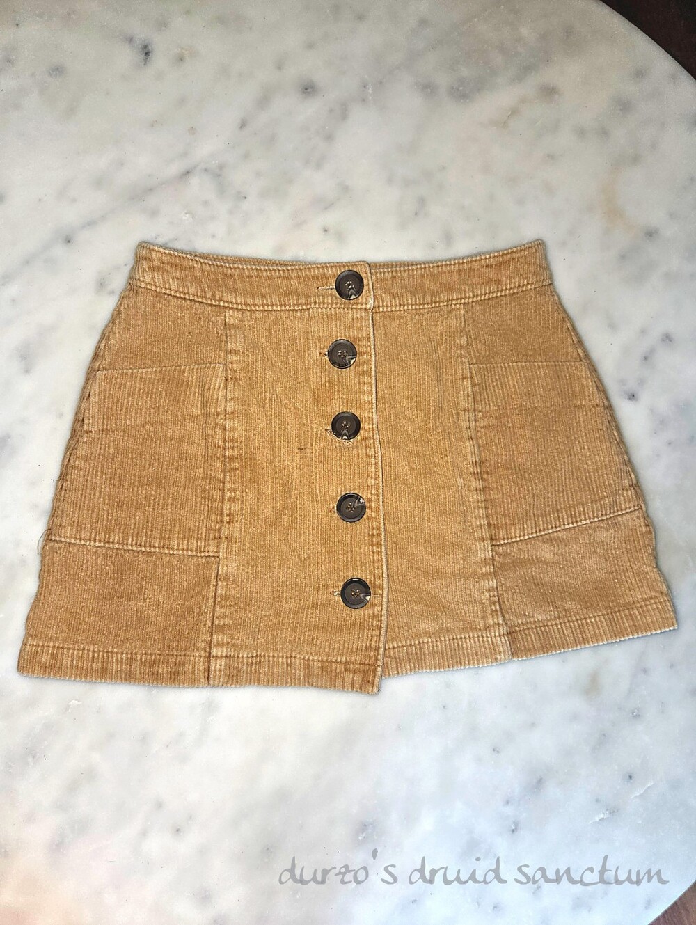 Chloe & Katie Mustard Yellow Corduroy Button Front Mini Skirt Size Small